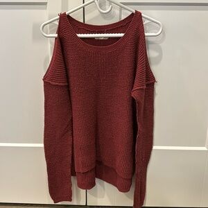 Maroon open shoulder sweater